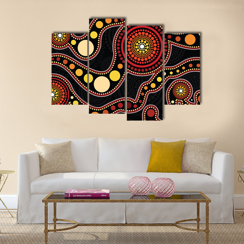Connection Concept Aboriginal Dot Painting Canvas Wall Art