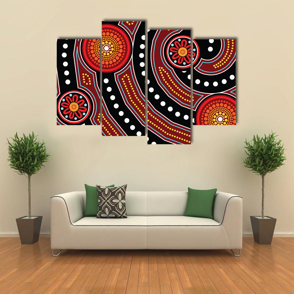 Aboriginal Dot Painting Motifs Canvas Wall Art