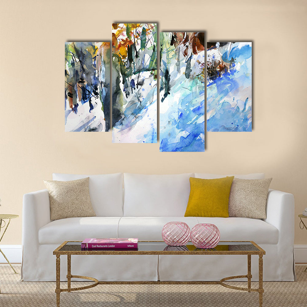 Watercolor Winter Forest Canvas Wall Art