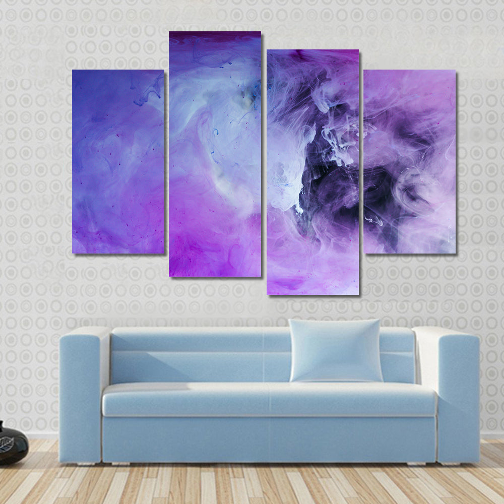 Purple Flowing Paint Canvas Wall Art