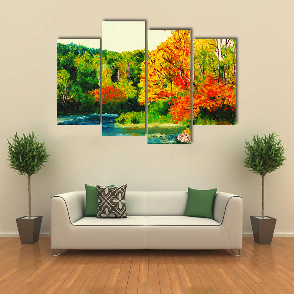 Maple River in Autumn Canvas Wall Art