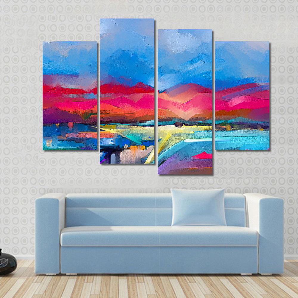 Colorful Abstract Mountain Landscape Canvas Wall Art
