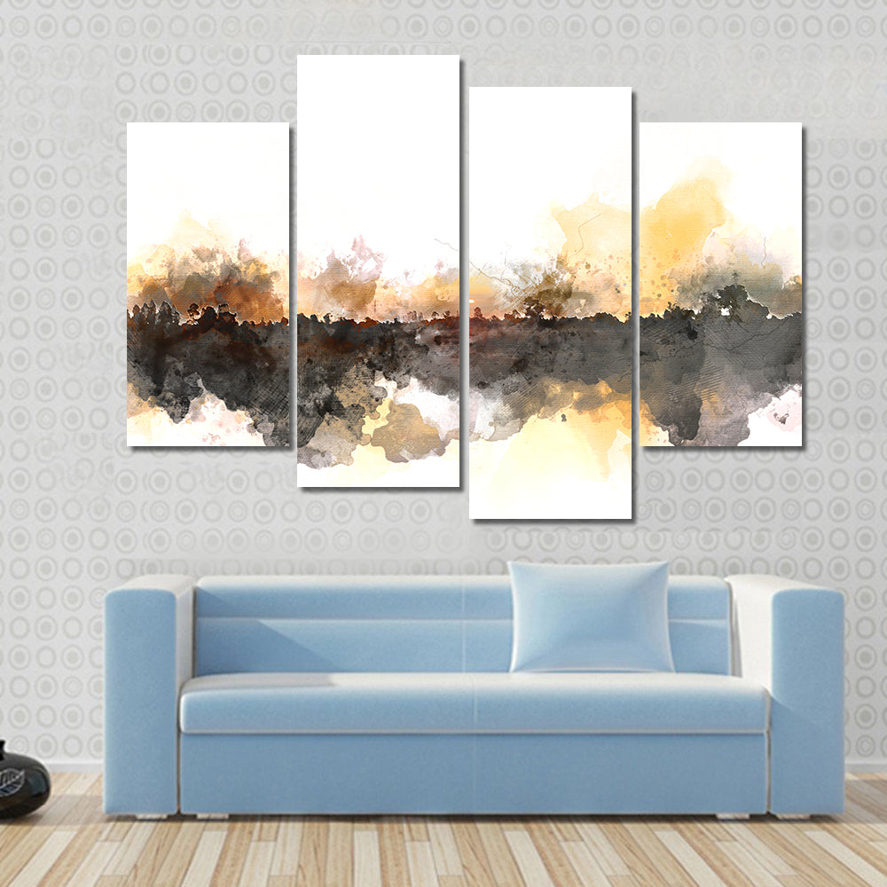 Sunlit Misty Forest Watercolor Canvas Wall Art