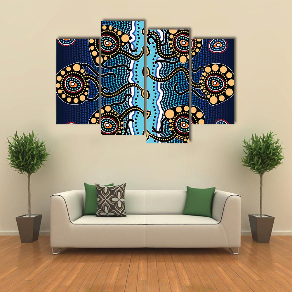Aboriginal Jellyfish Artwork Canvas Wall Art