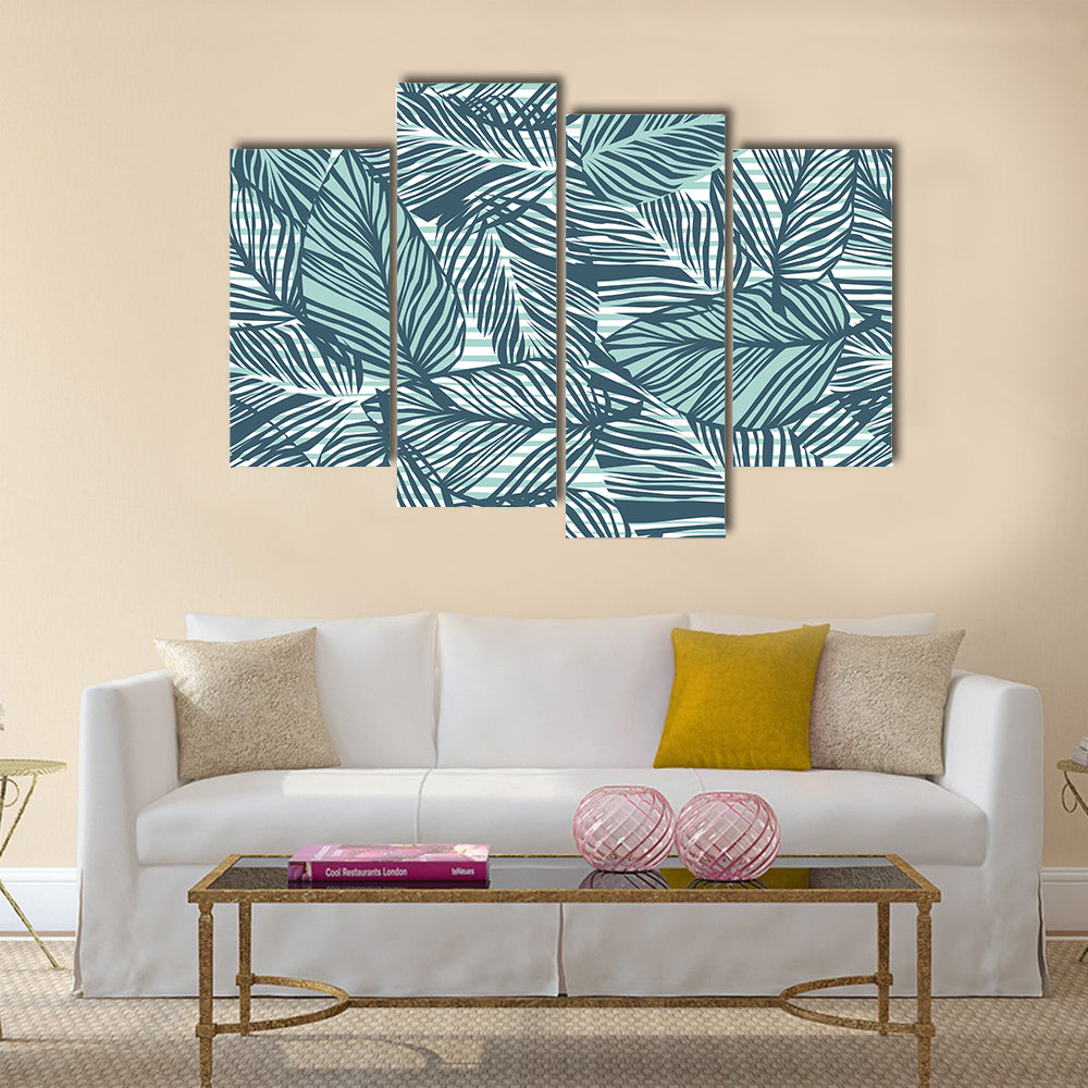 Seamless Palm Leaves Pattern Canvas Wall Art