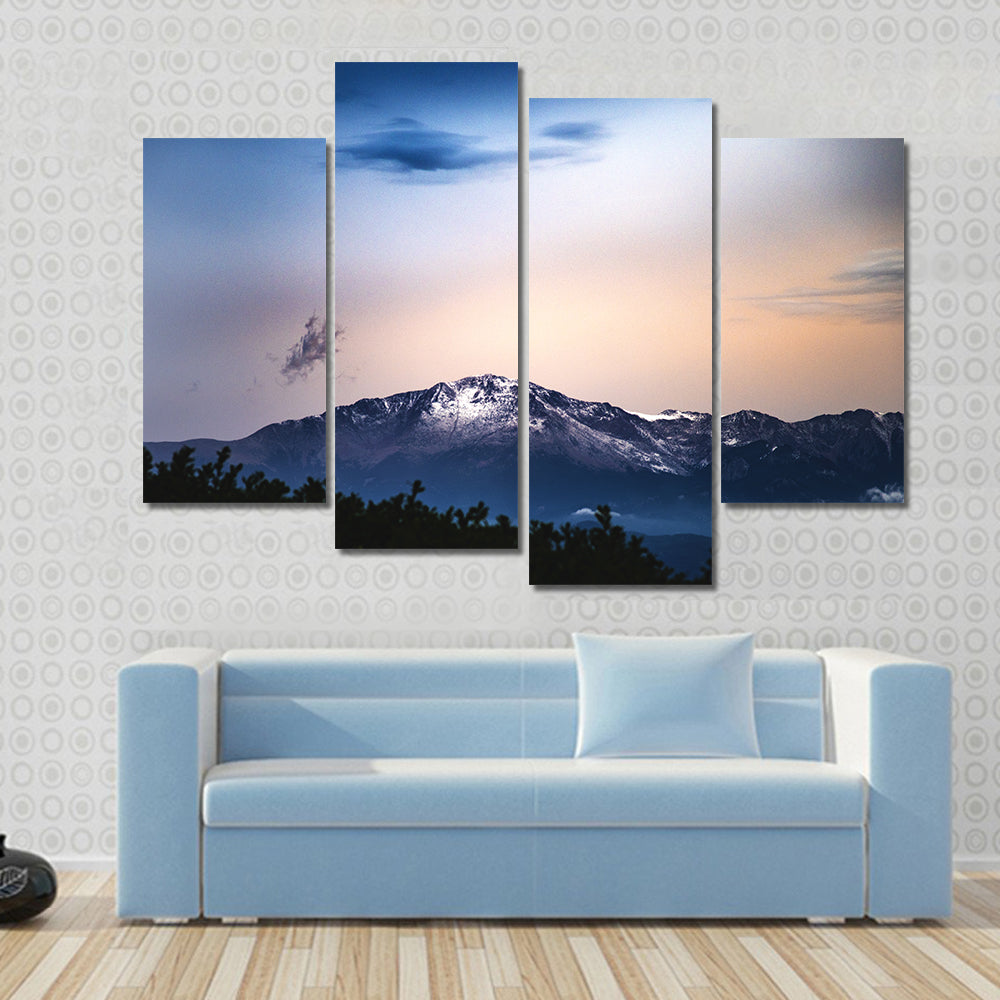 Snow Capped Pikes Peak In Colorado Springs Canvas Wall Art