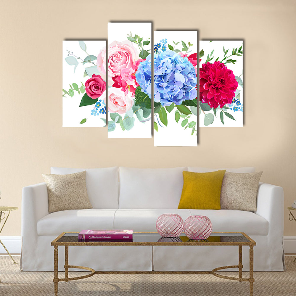 Summer Wedding Floral Bouquet Canvas Wall Art