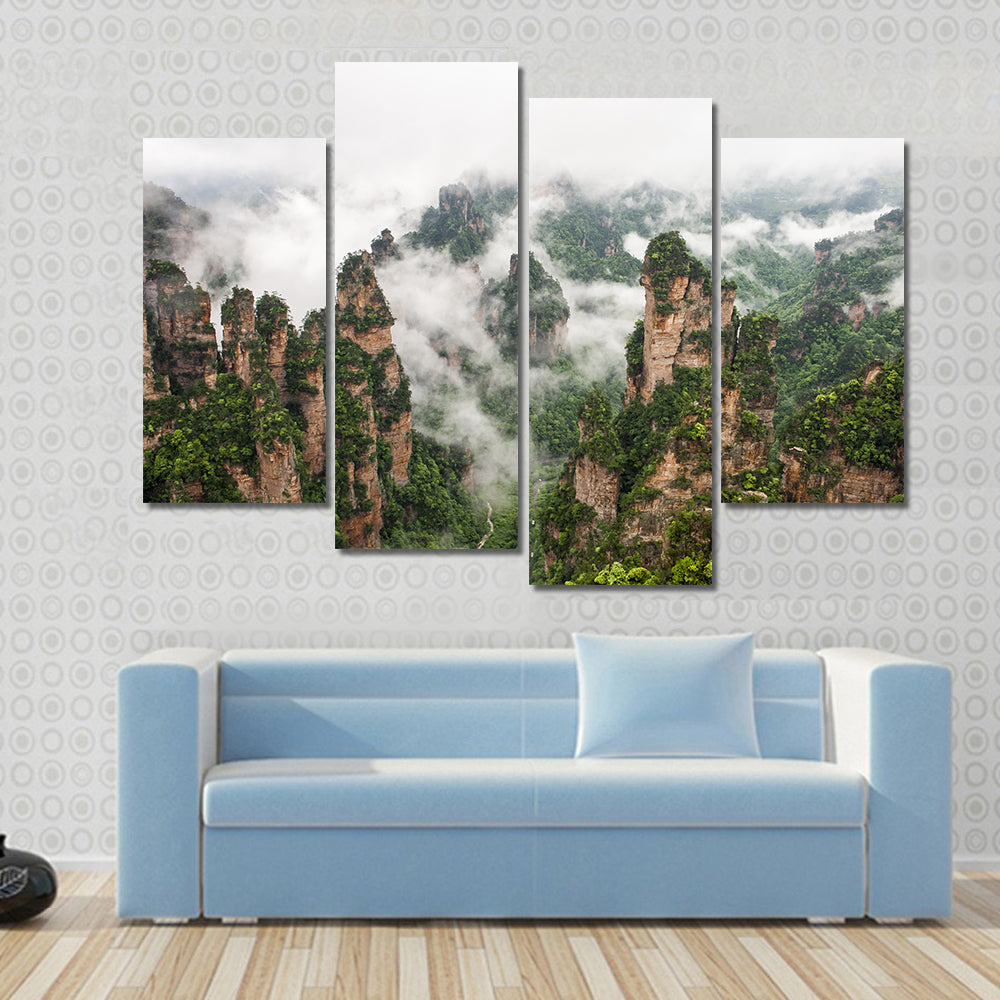 Zhangjiajie Misty Sandstone Pillars Canvas Wall Art