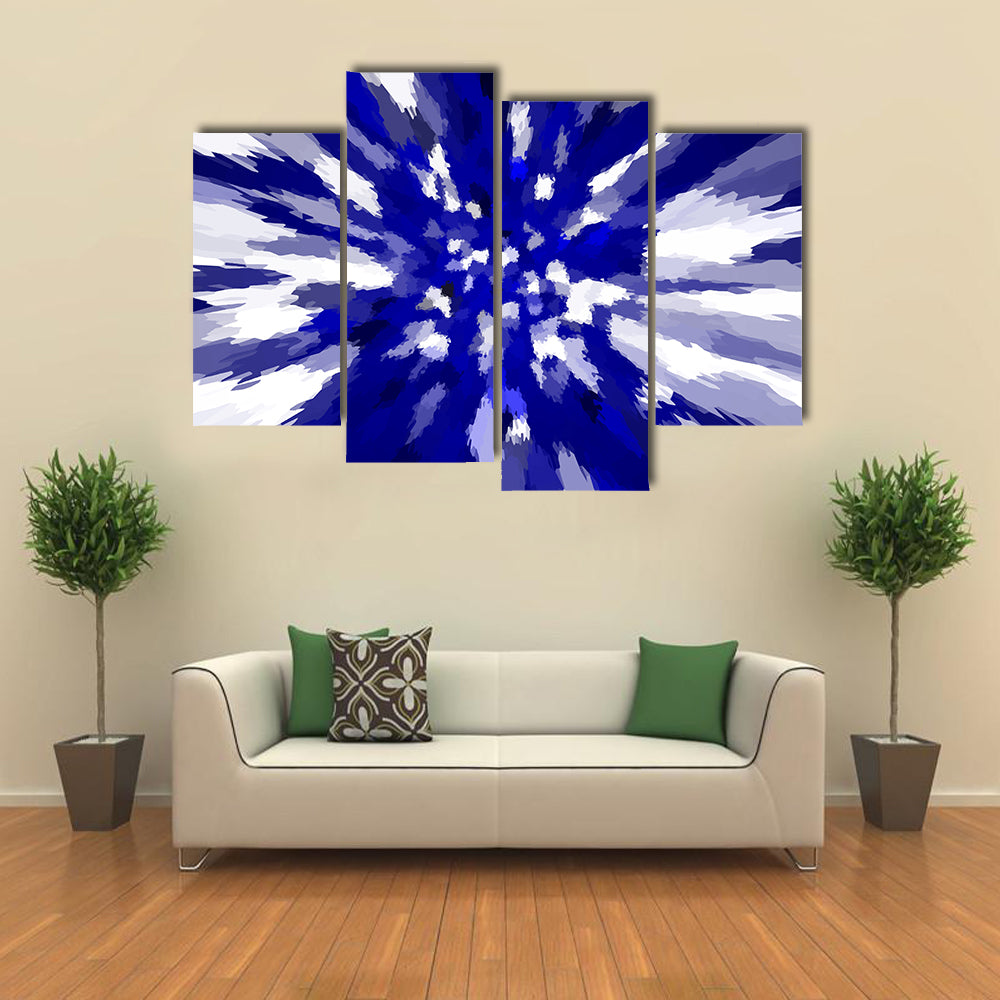 Navy Blue Starburst Abstract Canvas Wall Art