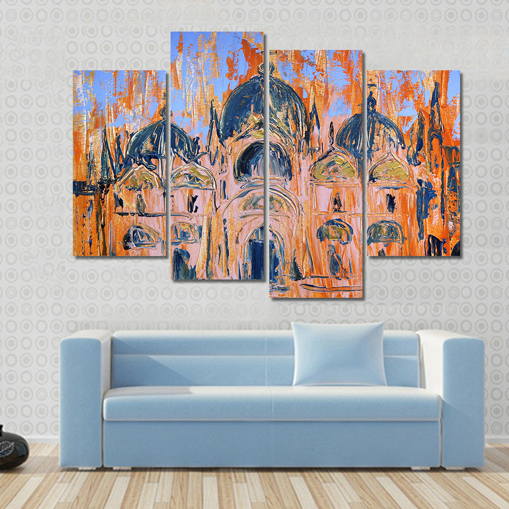 San Marco Square Church, Venice Painterly Study Canvas Wall Art