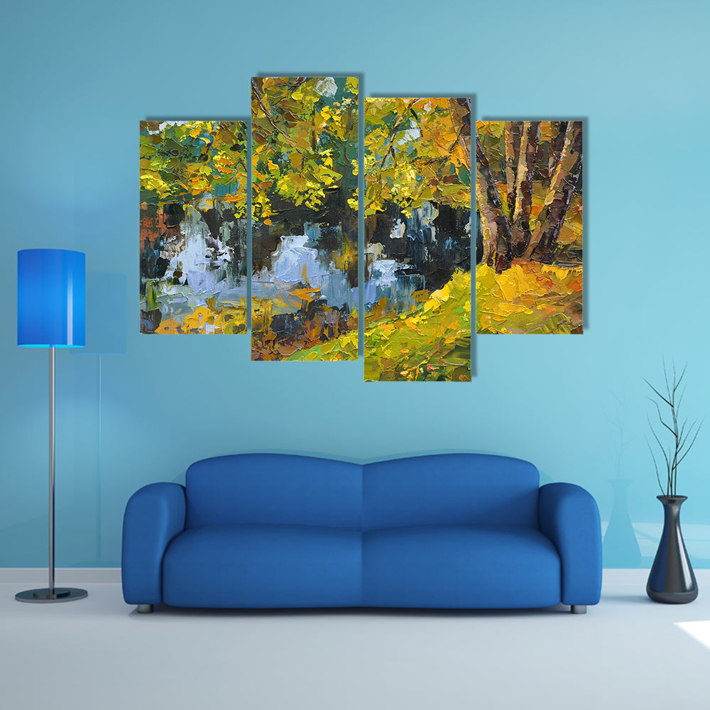 Autumn Day On The Lake Canvas Wall Art