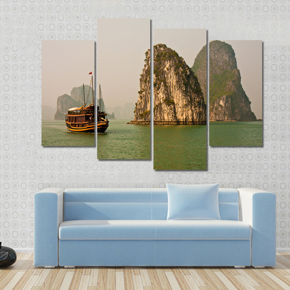 Boat in Halong Bay, Vietnam Canvas Wall Art