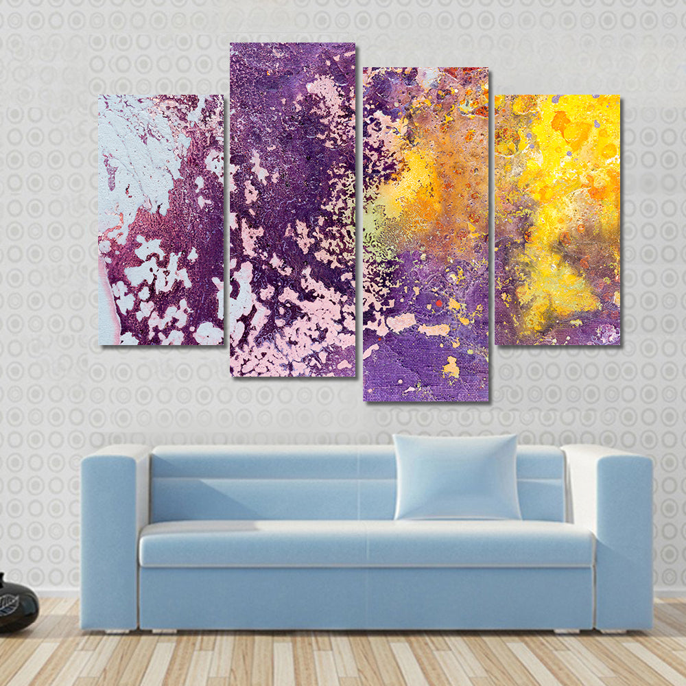 Purple and Yellow Abstract Texture Canvas Wall Art