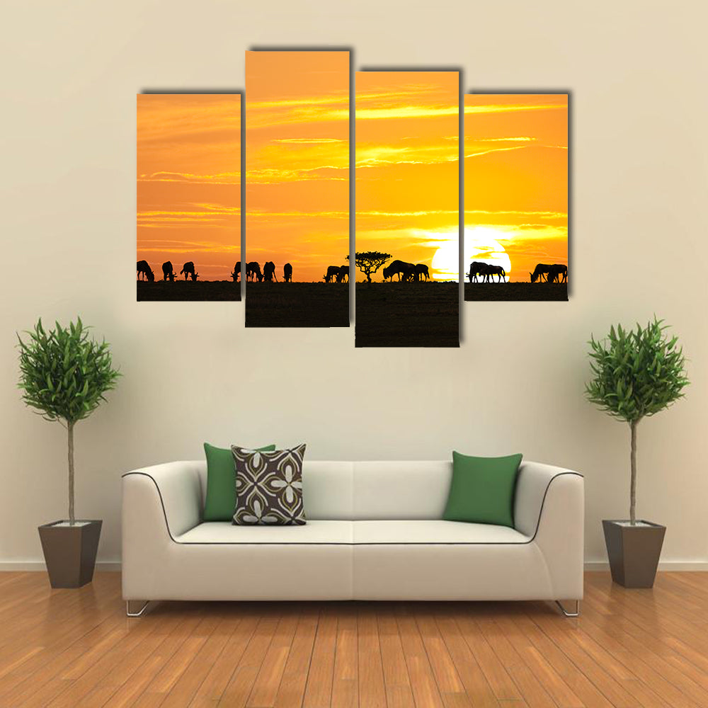 Sunrise In Serengeti National Park In Tanzania Canvas Wall Art