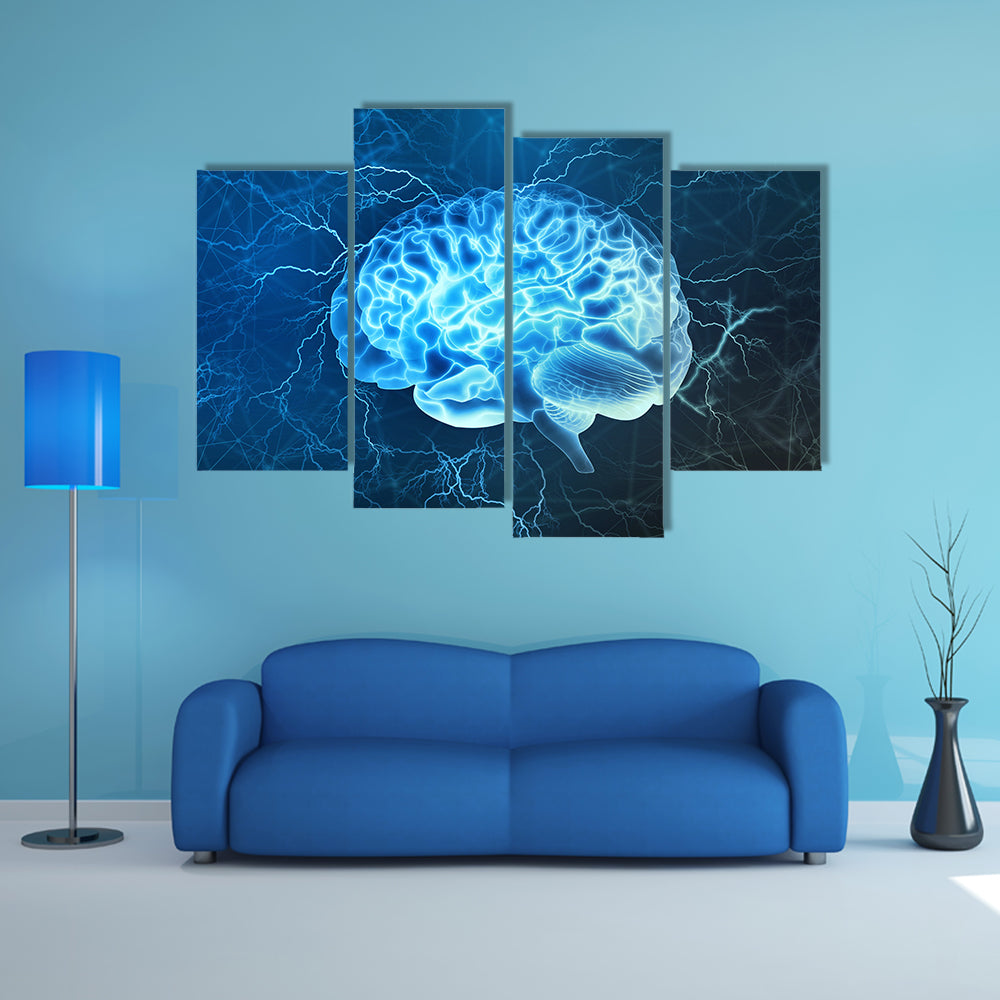Human Brain Electrical Activity Canvas Wall Art