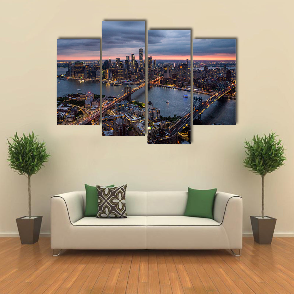 New York City at Night Canvas Wall Art
