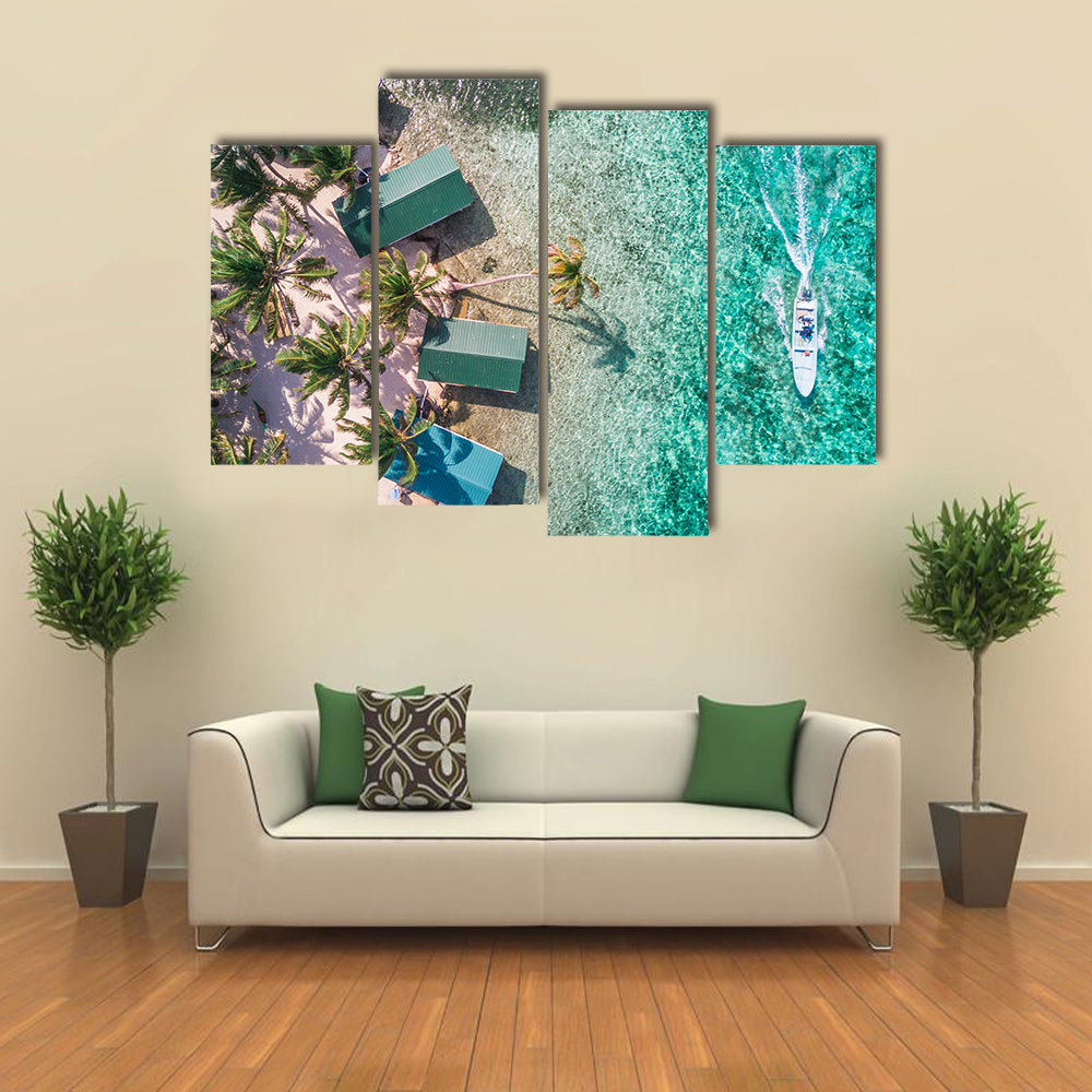 Aerial View of Tropical Island Coast Canvas Wall Art
