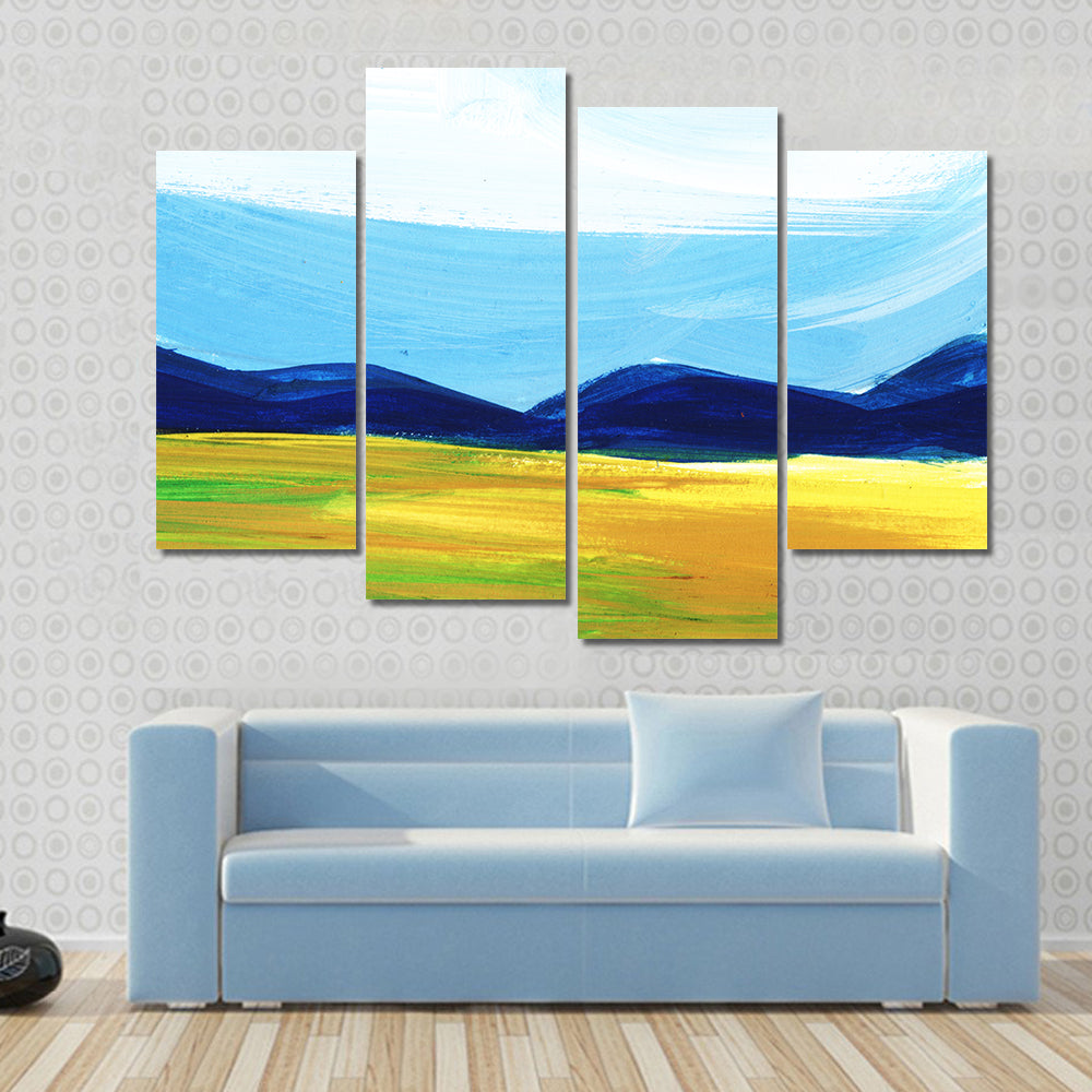 Scenic Mountains Field Artwork Canvas Wall Art