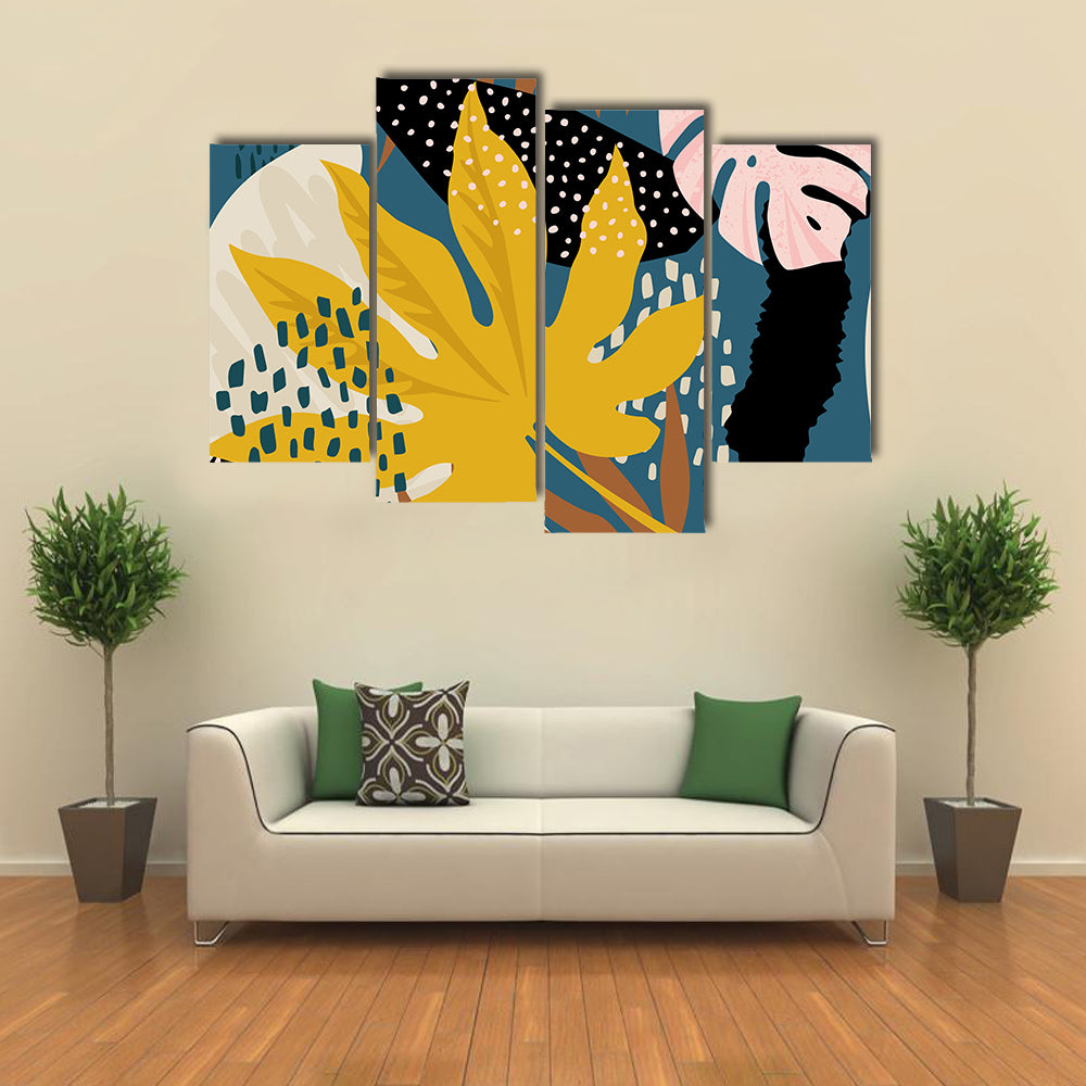 Abstract Tropical Leaves Pattern Canvas Wall Art