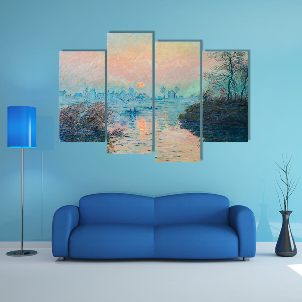 Claude Monet Sunrise Over River Canvas Wall Art
