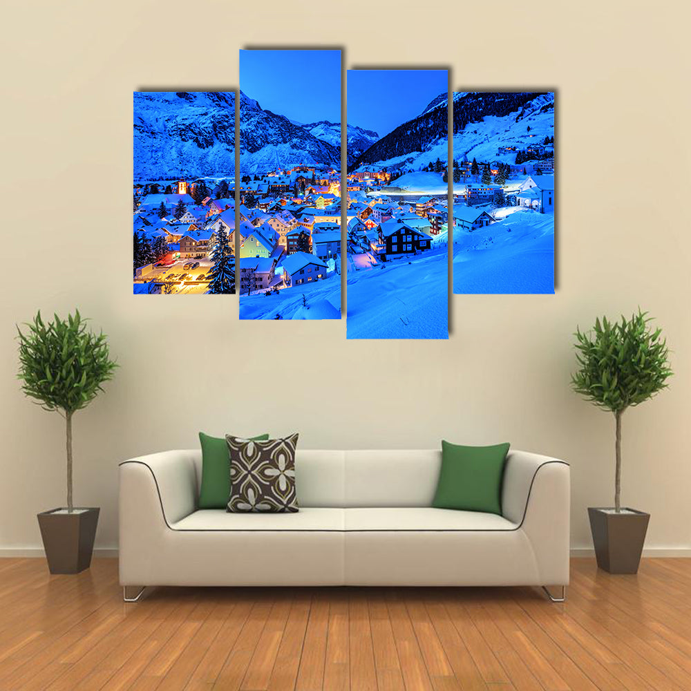 Andermatt Village In Swiss Alps Mountains Canvas Wall Art