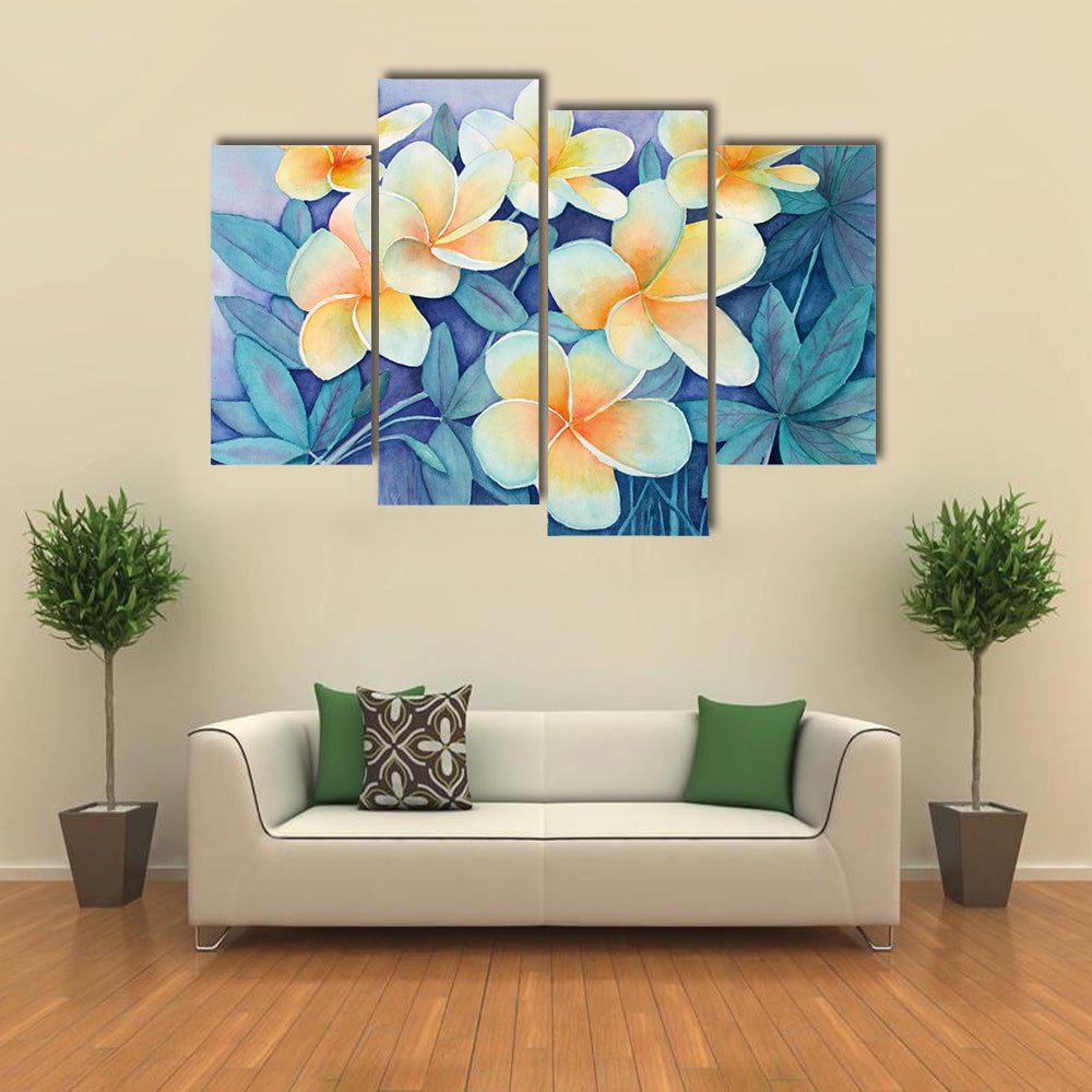 Tropical Frangipani Flowers Canvas Wall Art