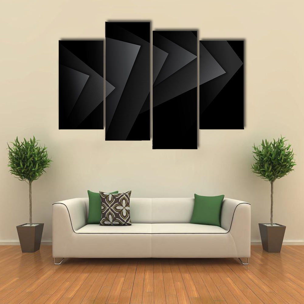 Dark Textured Geometric Layers Canvas Wall Art