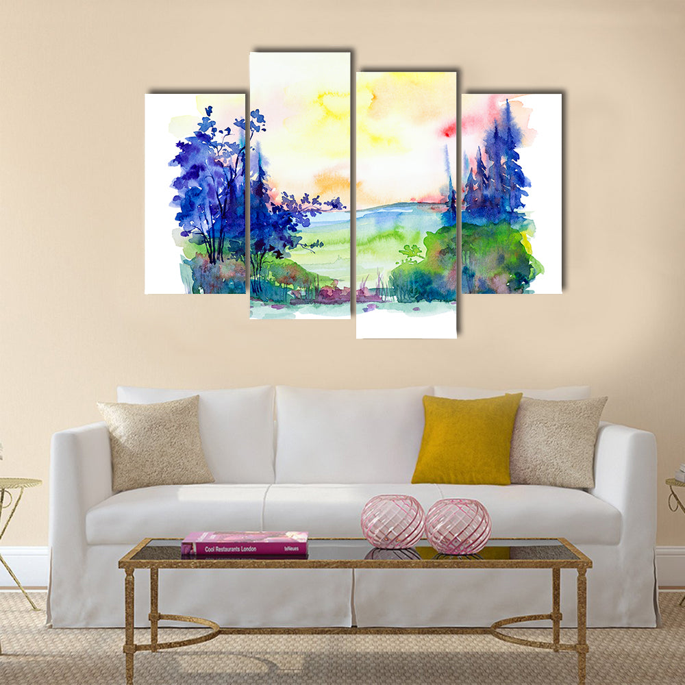 Watercolor Summer Forest Canvas Wall Art