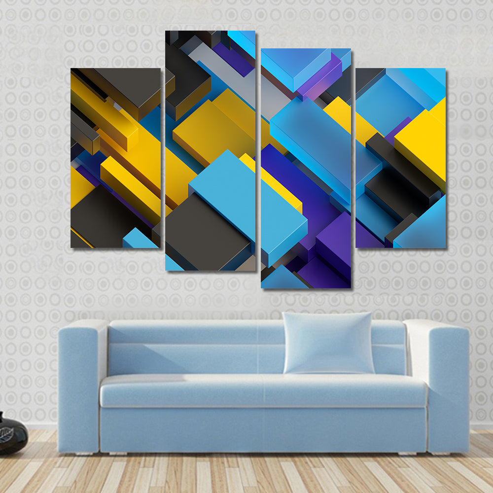 Layered Brick Pattern Canvas Wall Art