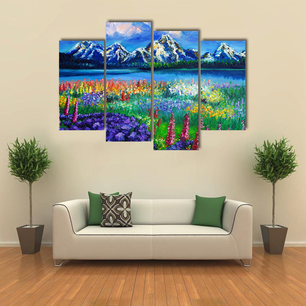 Spring Mountain Lake Canvas Wall Art