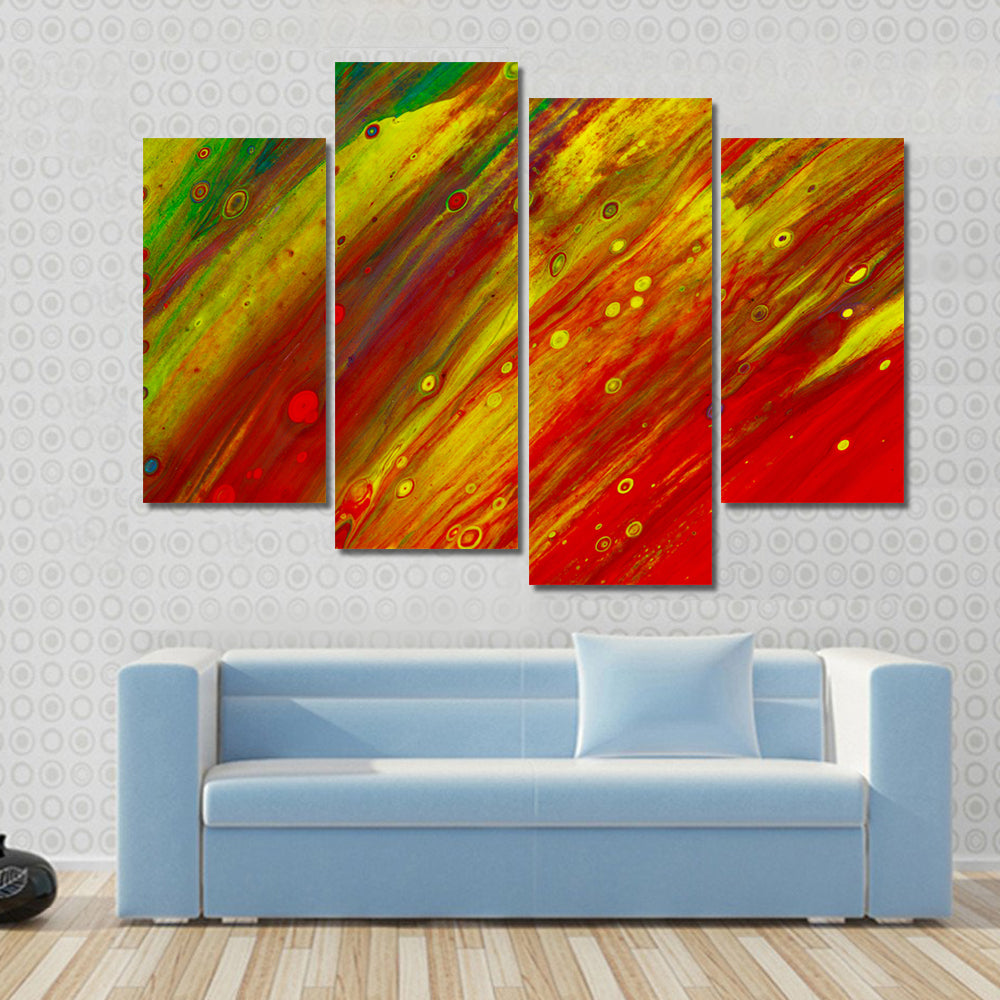 Red and Yellow Fluid Abstract Canvas Wall Art