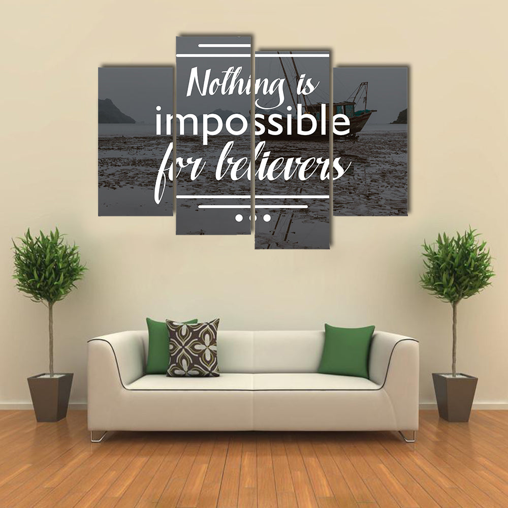 Quote "Nothing Is Impossible For Believers" Canvas Wall Art