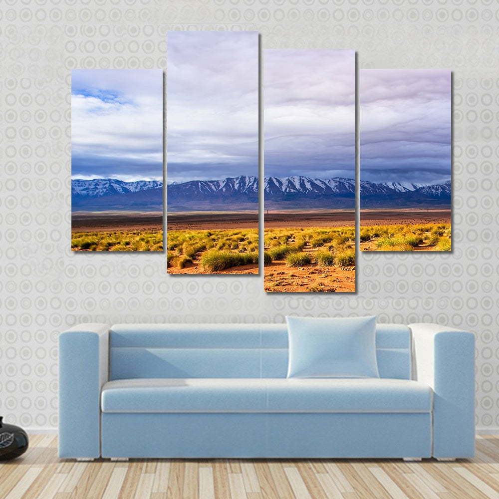 Morocco Desert With Mountains Peaks Canvas Wall Art