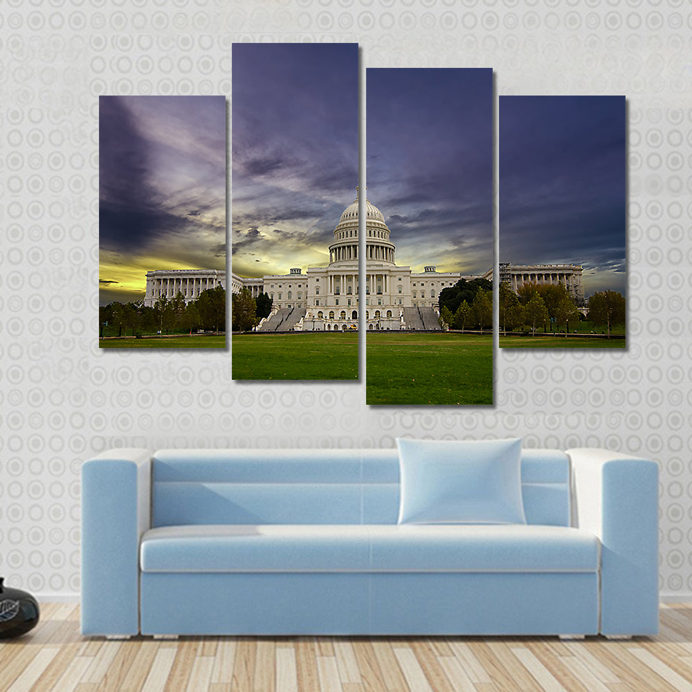 United States Capitol at Sunset Washington Dc Canvas Wall Art