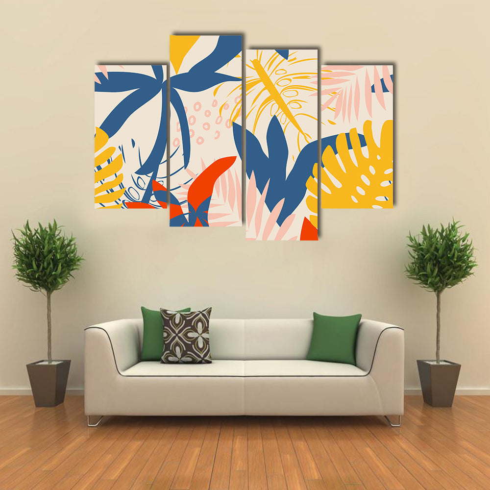 Summer Tropical Leaf Pattern Canvas Wall Art