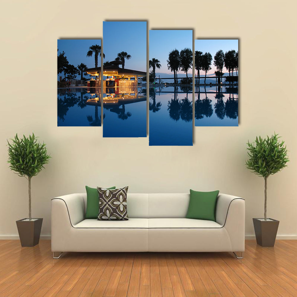 Night Bar On Summer Beach in Turkey Canvas Wall Art