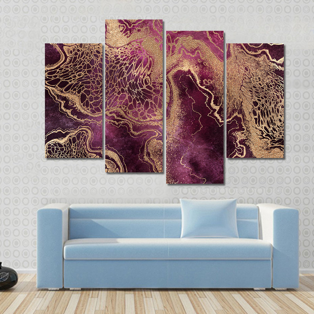 Gold Veined Marble Abstract Canvas Wall Art