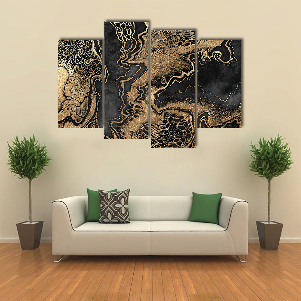 Gold Veined Marble Texture Canvas Wall Art