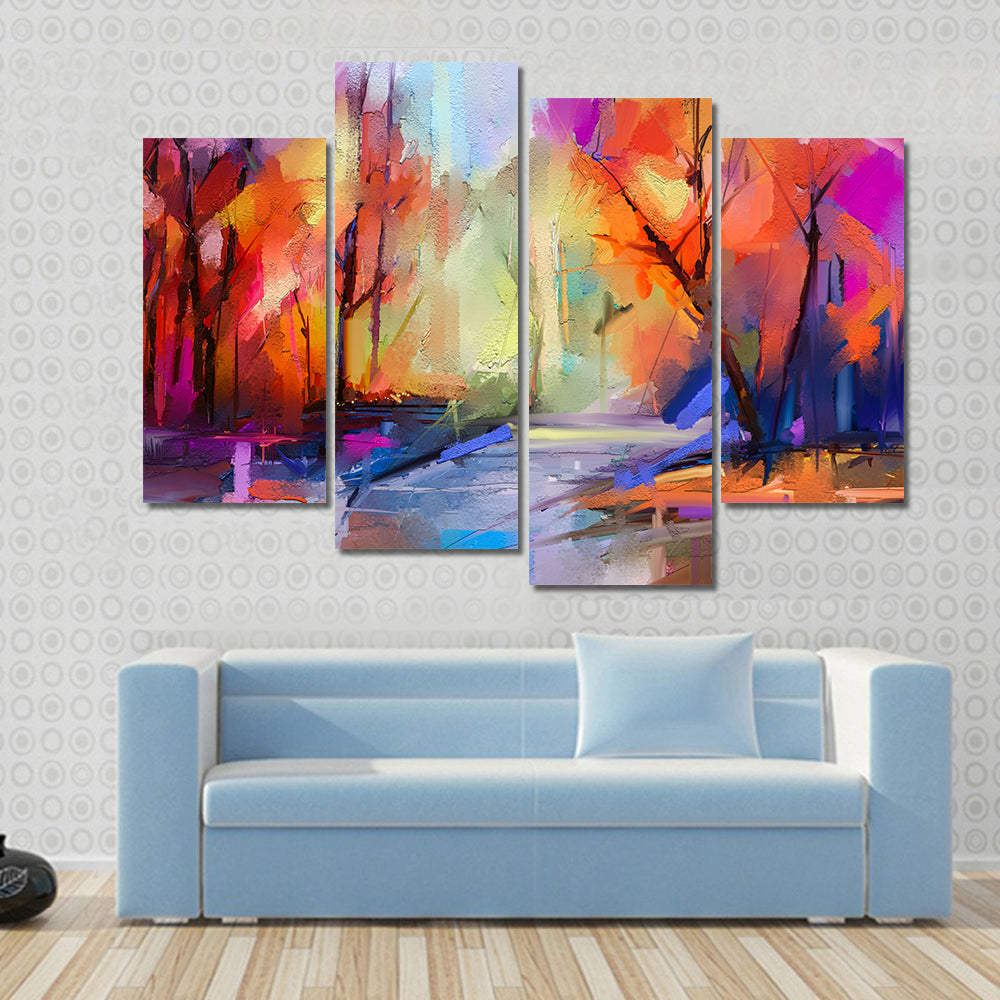 Autumn Forest Path Abstract Canvas Wall Art