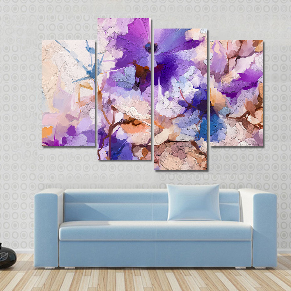 Oil Painted Spring Flowers Canvas Wall Art