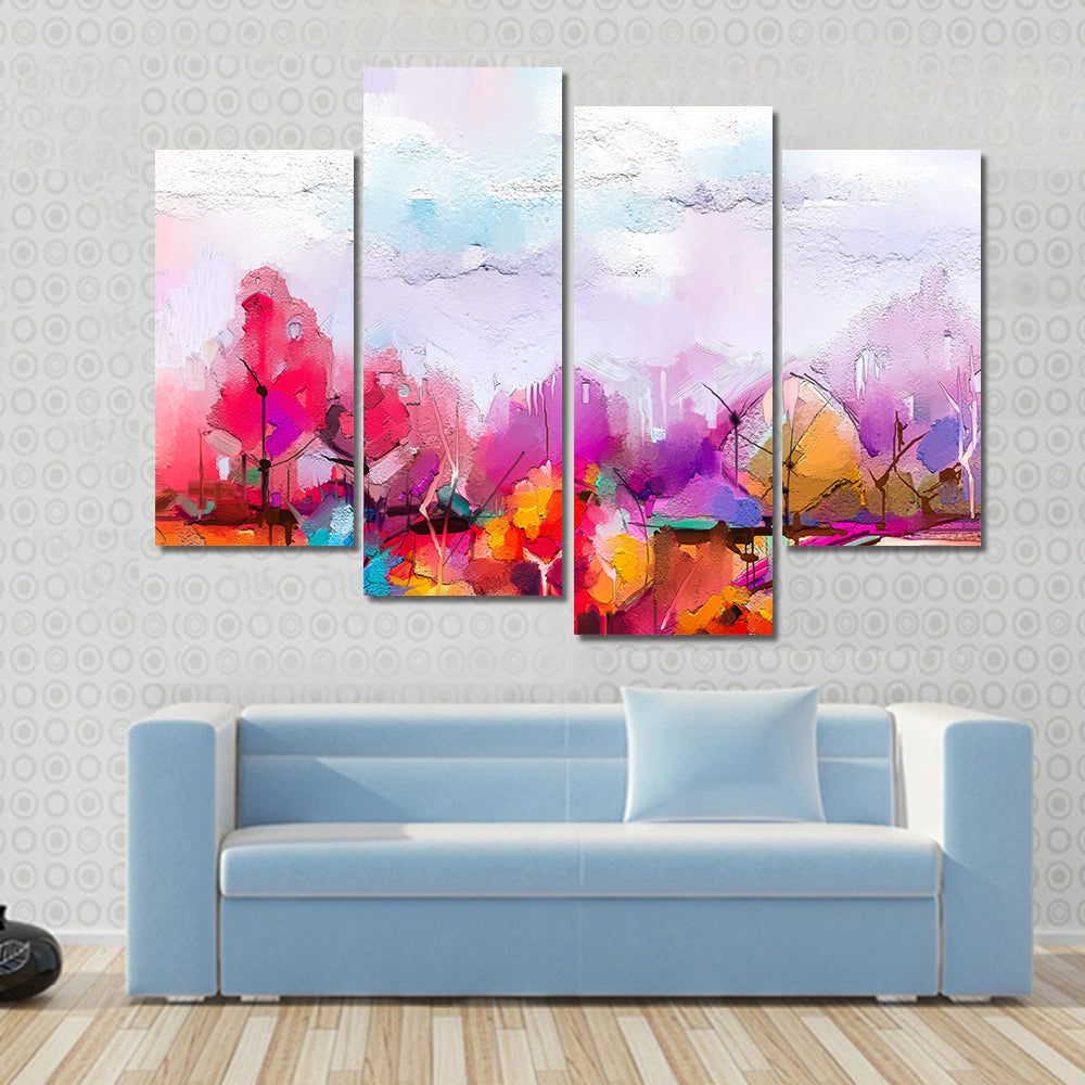 Oil-painted Abstract Trees Canvas Wall Art