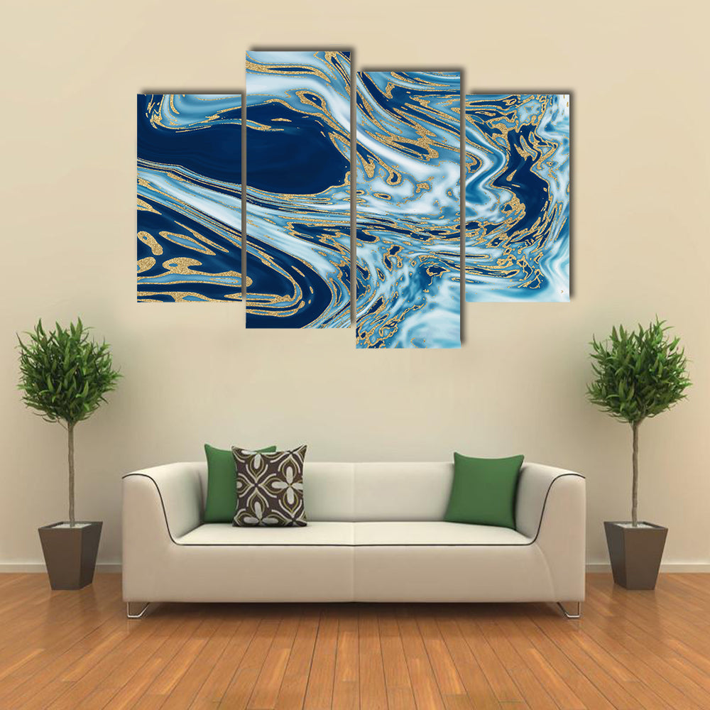 Liquid Marble with Gold Veins Canvas Wall Art