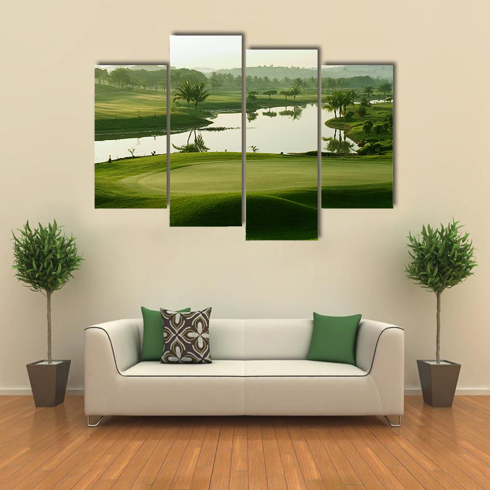 Sunrise Golf Course with Lake Canvas Wall Art