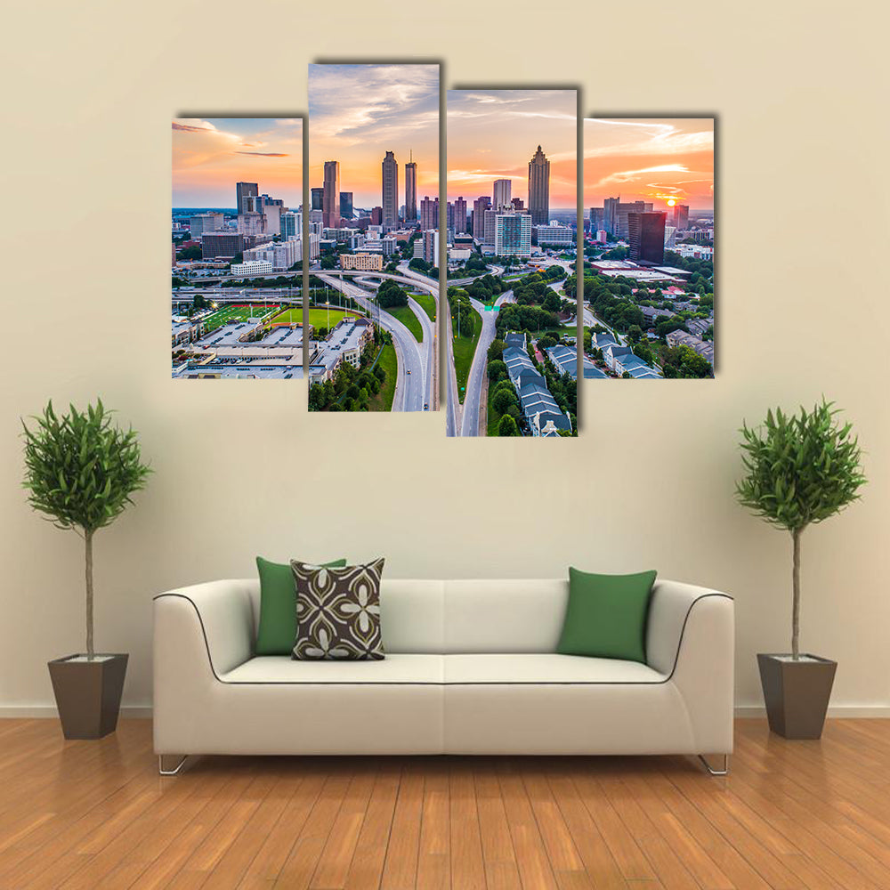 Atlanta In Georgia Skyline Canvas Wall Art