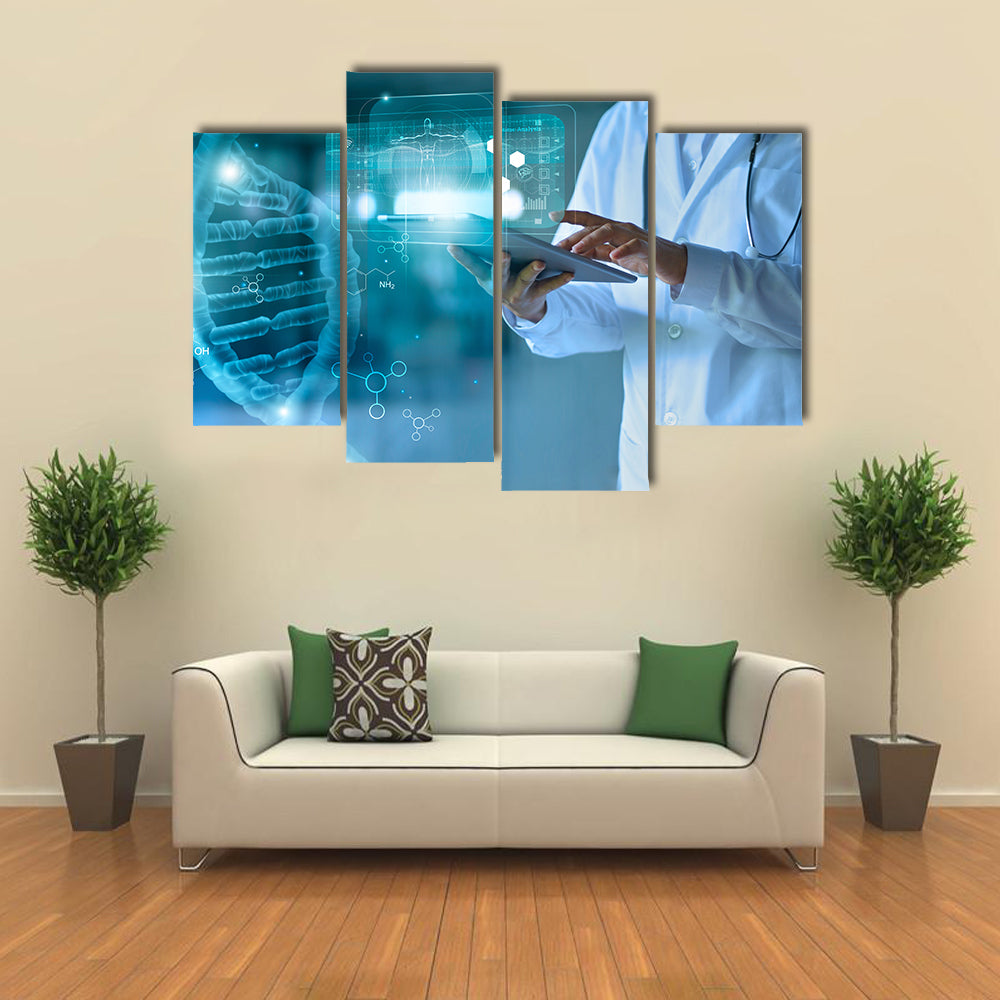 Medical Technology Concept with Doctor and Holographic Display Canvas Wall Art