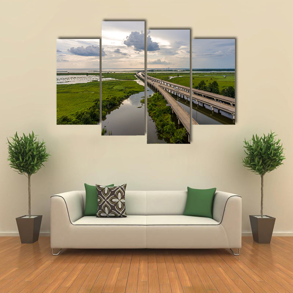 Interstate 10 Bridge Over Mobile Bay, Alabama Canvas Wall Art