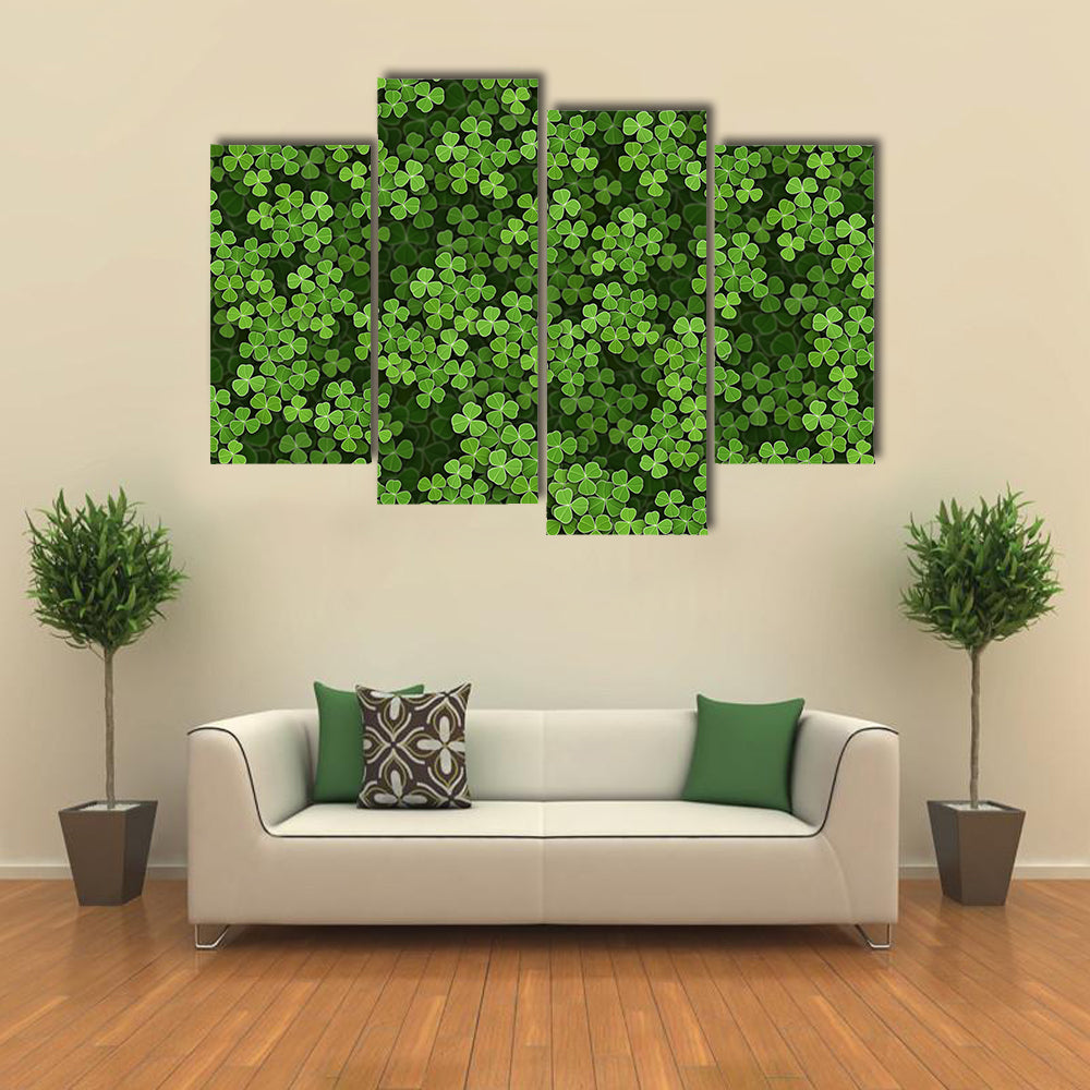 Green Shamrock Illustration Canvas Wall Art