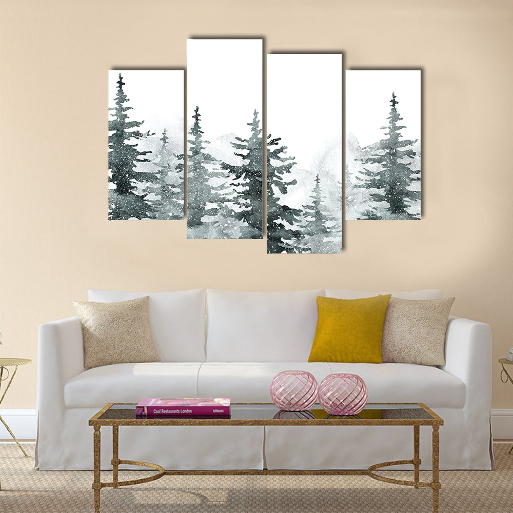 Snowy Evergreen Forest Canvas Wall Art
