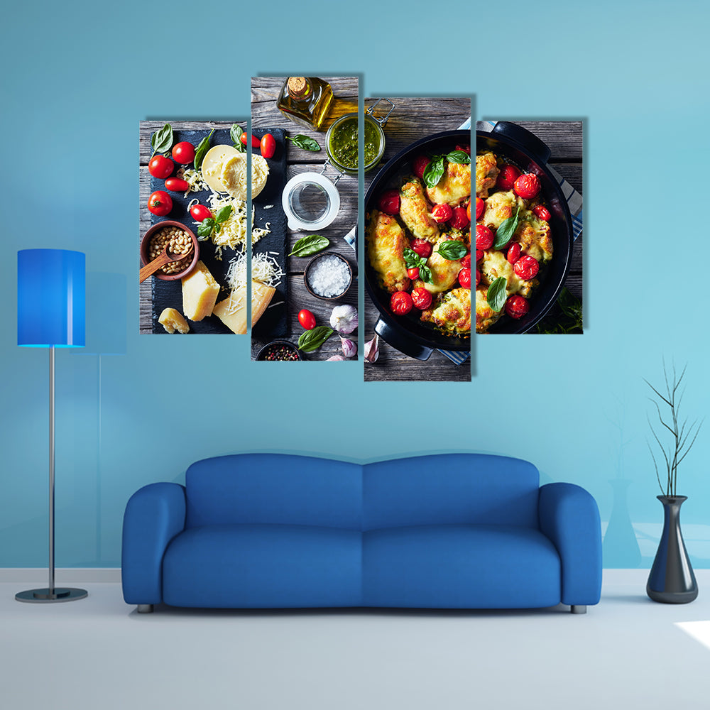 Baked Chicken Breast Rolls With Ingredients Canvas Wall Art