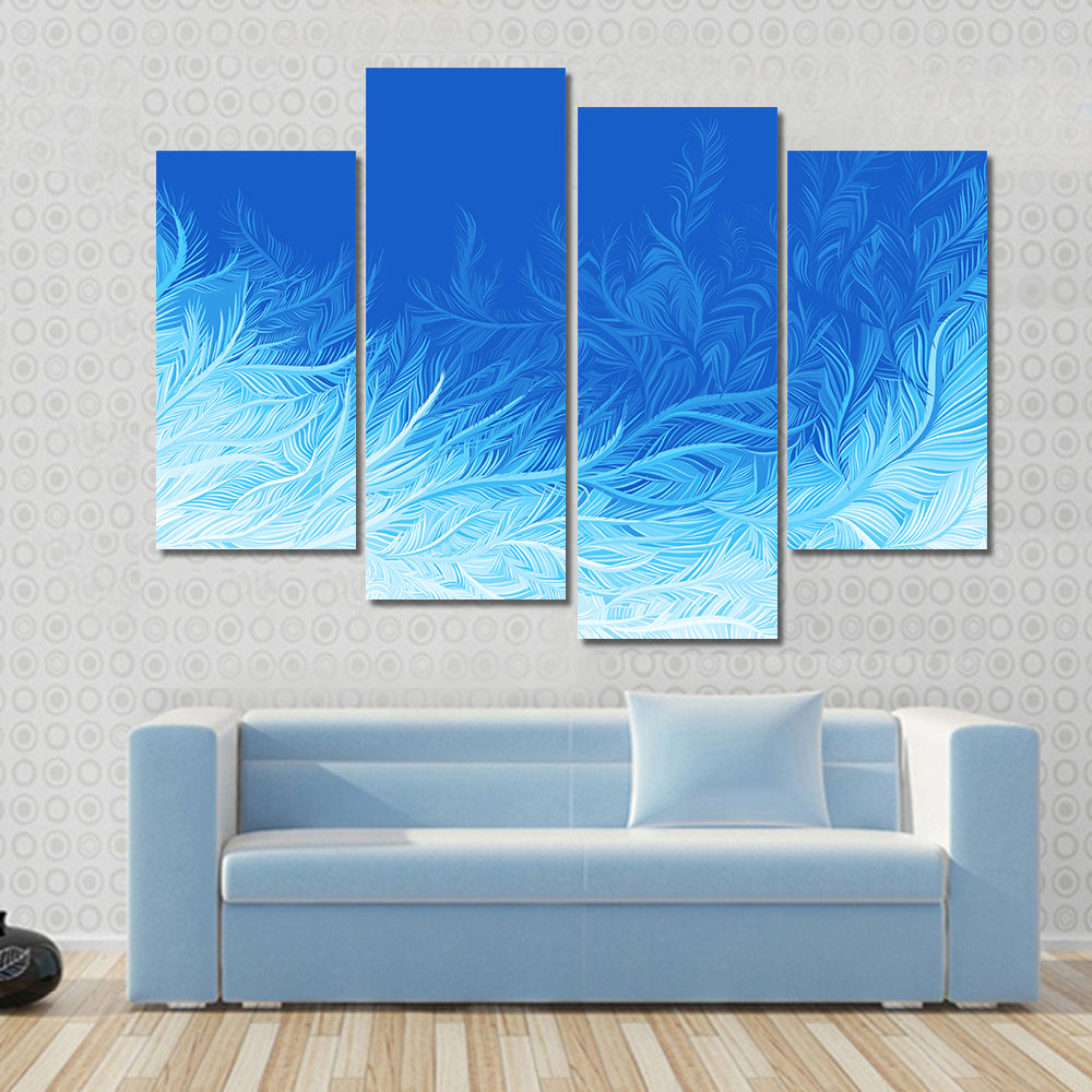 Winter Blue Curly Ice Frost Canvas Wall Art